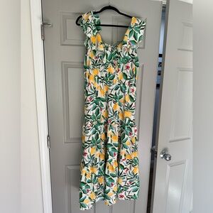 Ava & Viv Lemon Print Flutter Sleeve Dress